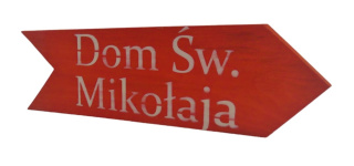 Strzałka " Dom Św. Mikołaja " - Czerwona