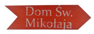 Strzałka " Dom Św. Mikołaja " - Czerwona