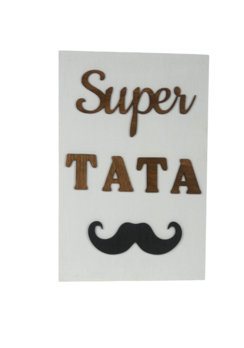 Drewniana tabliczka „ Super Tata ” - Biała Drewniana tabliczka „ Super Tata ” - Biała