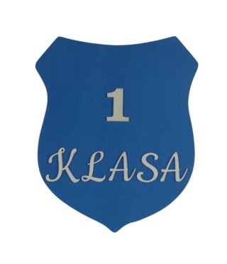 Tabliczka szkolna Herb 1 klasa - Niebieska