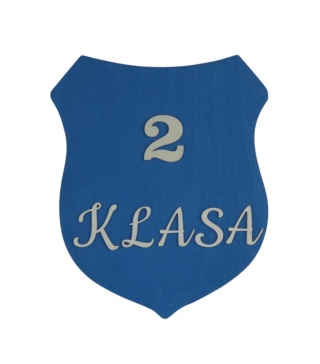 Tabliczka szkolna Herb 2 klasa - Niebieska