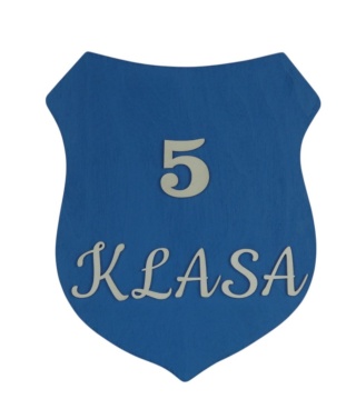 Tabliczka szkolna Herb 5 klasa - Niebieska
