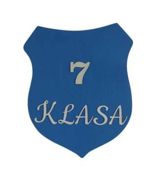 Tabliczka szkolna Herb 7 klasa - Niebieska