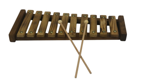 Komplet drewnianych instrumentów – skrzypce, gitara, banjo, cymbałki