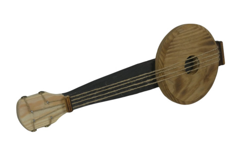 Komplet drewnianych instrumentów – skrzypce, gitara, banjo, cymbałki