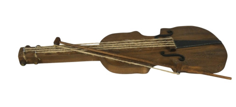 Komplet drewnianych instrumentów – skrzypce, gitara, banjo, cymbałki