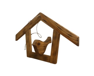 Dekoracja drewniana domek z ptakiem - Przypalny
