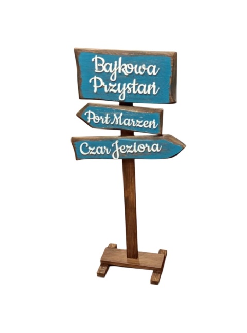 Drogowskaz " Bajeczna Przystań " 2s+1 - brazowo niebieski