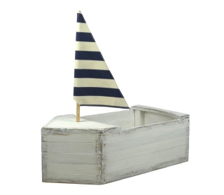 Duża łódka z żaglem - Biały postarzany