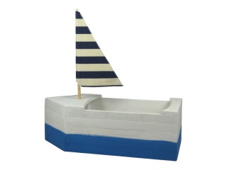 Duża łódka z żaglem - Niebiesko-biała