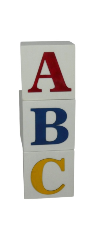 Duże kostki " A B C " - Białe mix.