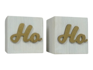 Kostki Świateczne " HO HO " - 2 sztuki Biało-Złote