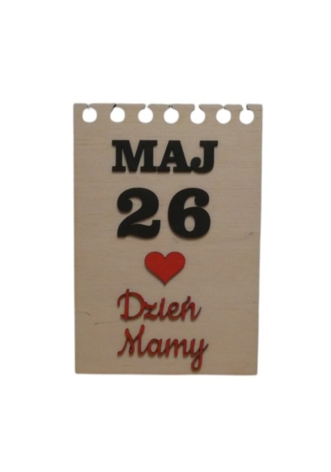 Tabliczka kartaka z kalendarza " 26 MAJ Dzień Mamy " - Nauralna