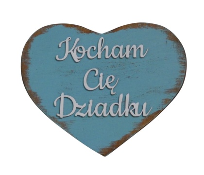 Tabliczka serce "Kocham Cię Dziadku " - Brązowa